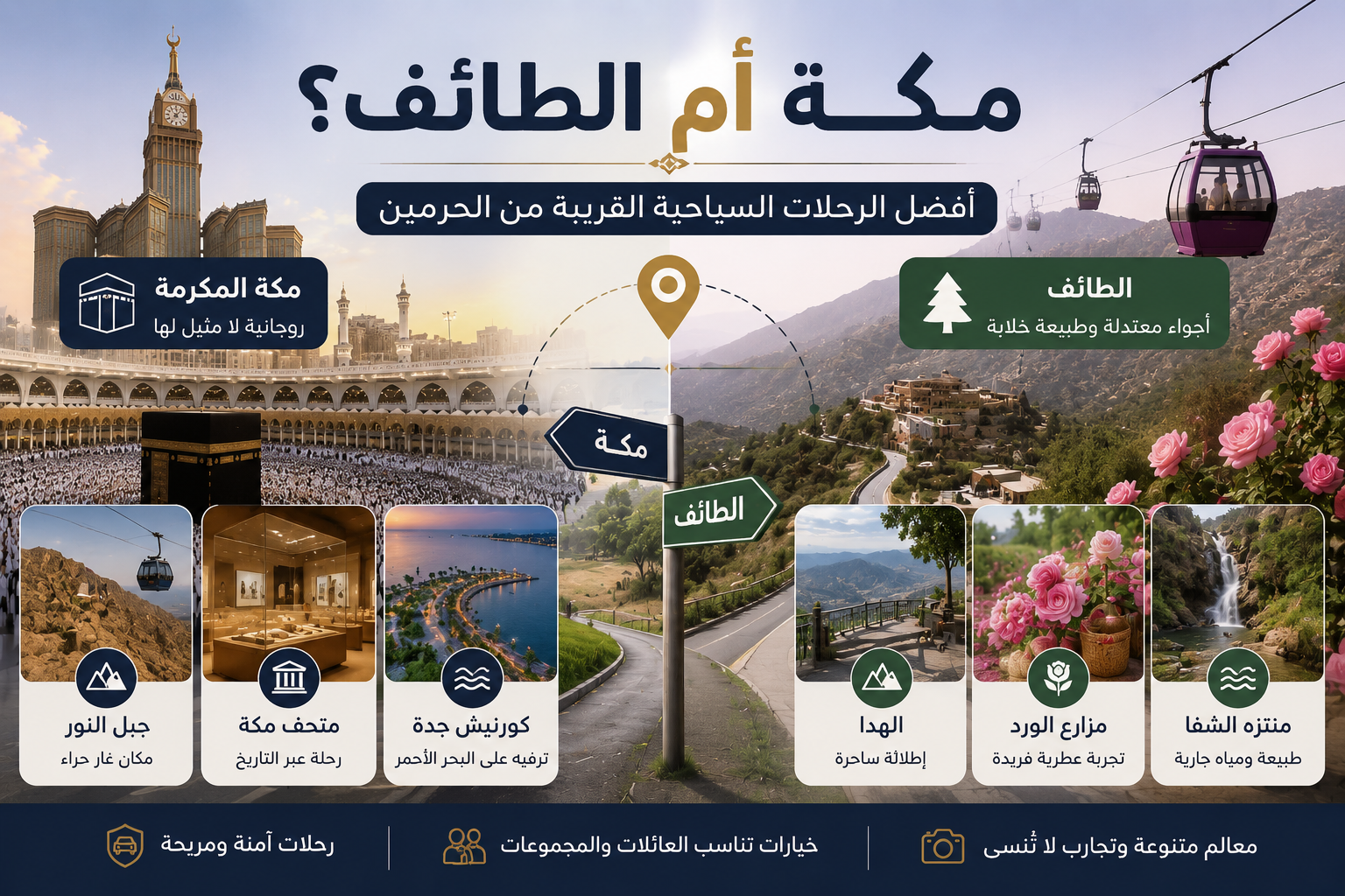 مكة أم الطائف؟ أفضل الرحلات السياحية القريبة من الحرمين