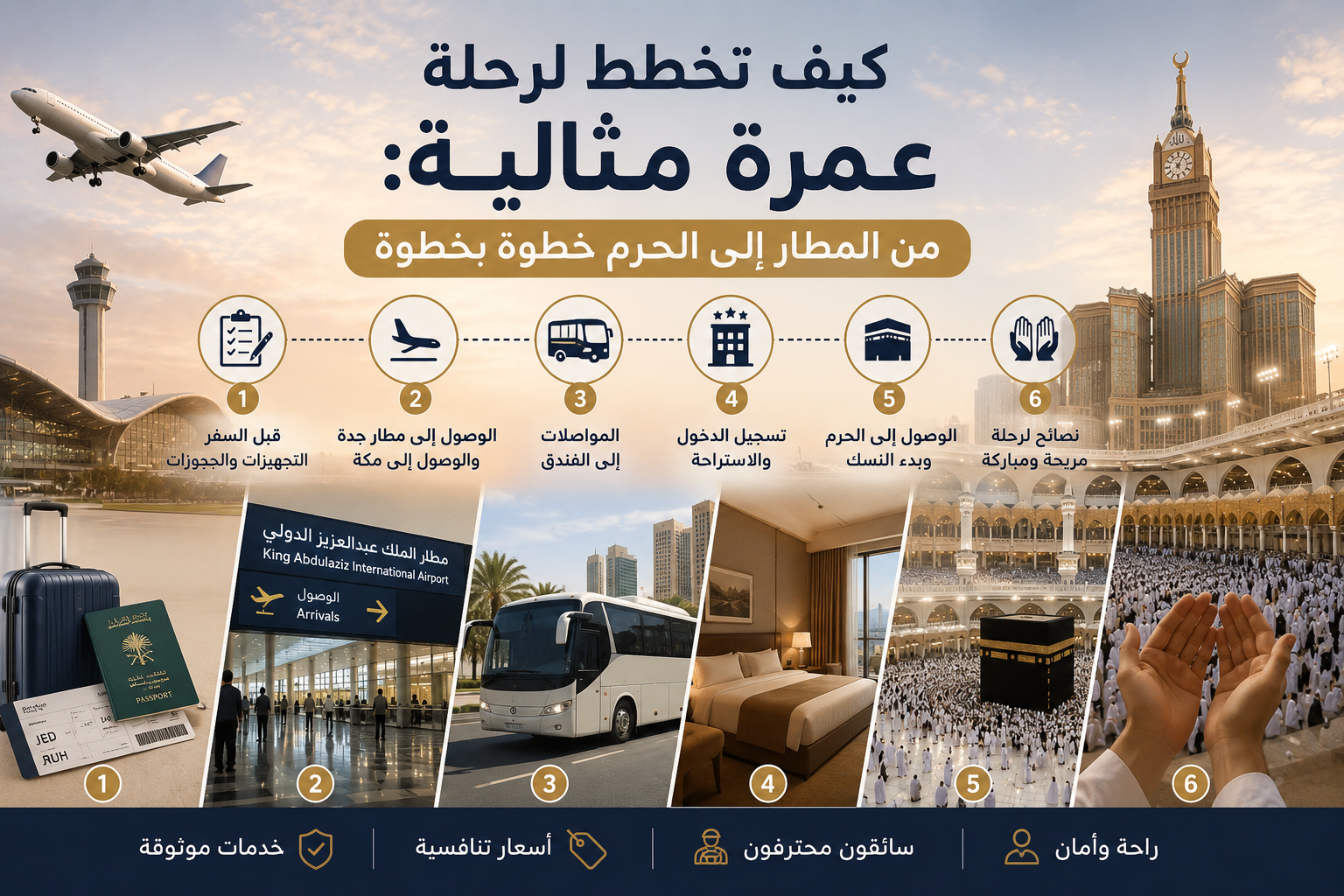كيف تخطط لرحلة عمرة مثالية: من المطار إلى الحرم خطوة بخطوة